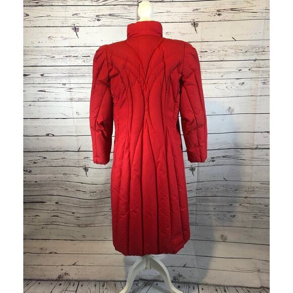 1980s Vintage Red Quilted Unbranded retro Down Puffer Coat M - Picture 15 of 15